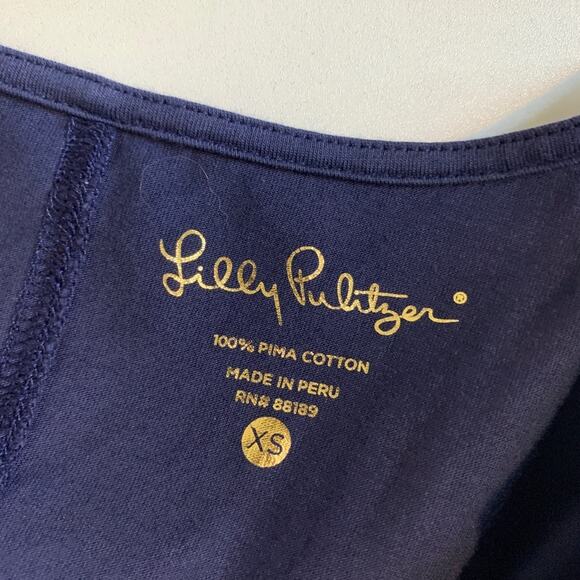 Lilly Pulitzer Dress Womens XS Extra Small Navy White Pima Cotton Rope Detail - Picture 11 of 13